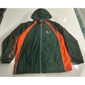 Red Oak Sportswear Miami Hurricanes ZipUp Hoodie Jacket Fleece Lined Sz Large